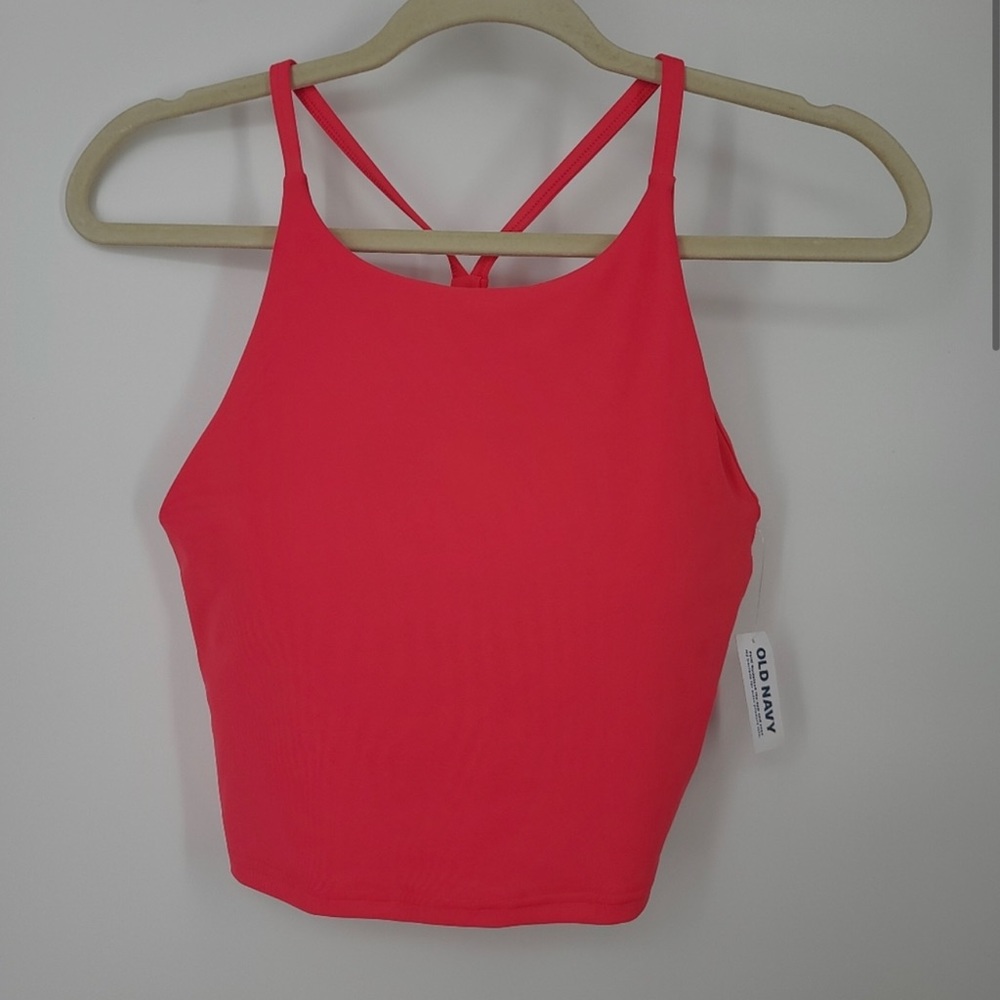 Old Navy Long Line Light Support Powersoft Sports Bra Coral Deluxe